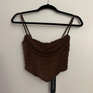 White Fox Boutique Women’s Brown Corset Top - Size XS
